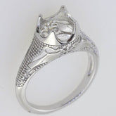 Vintage Sterling Silver Semi Mount Ring Setting Round RD 8x8mm Filigree - Syzjewelry